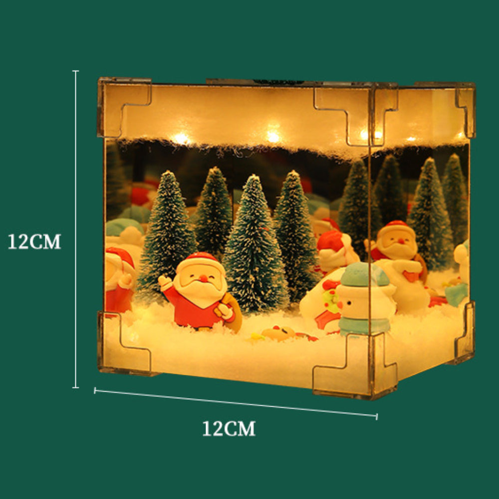 Espejo de luz nocturna navideña y lámpara LED, kit de materiales para decorar la mesa navideña.