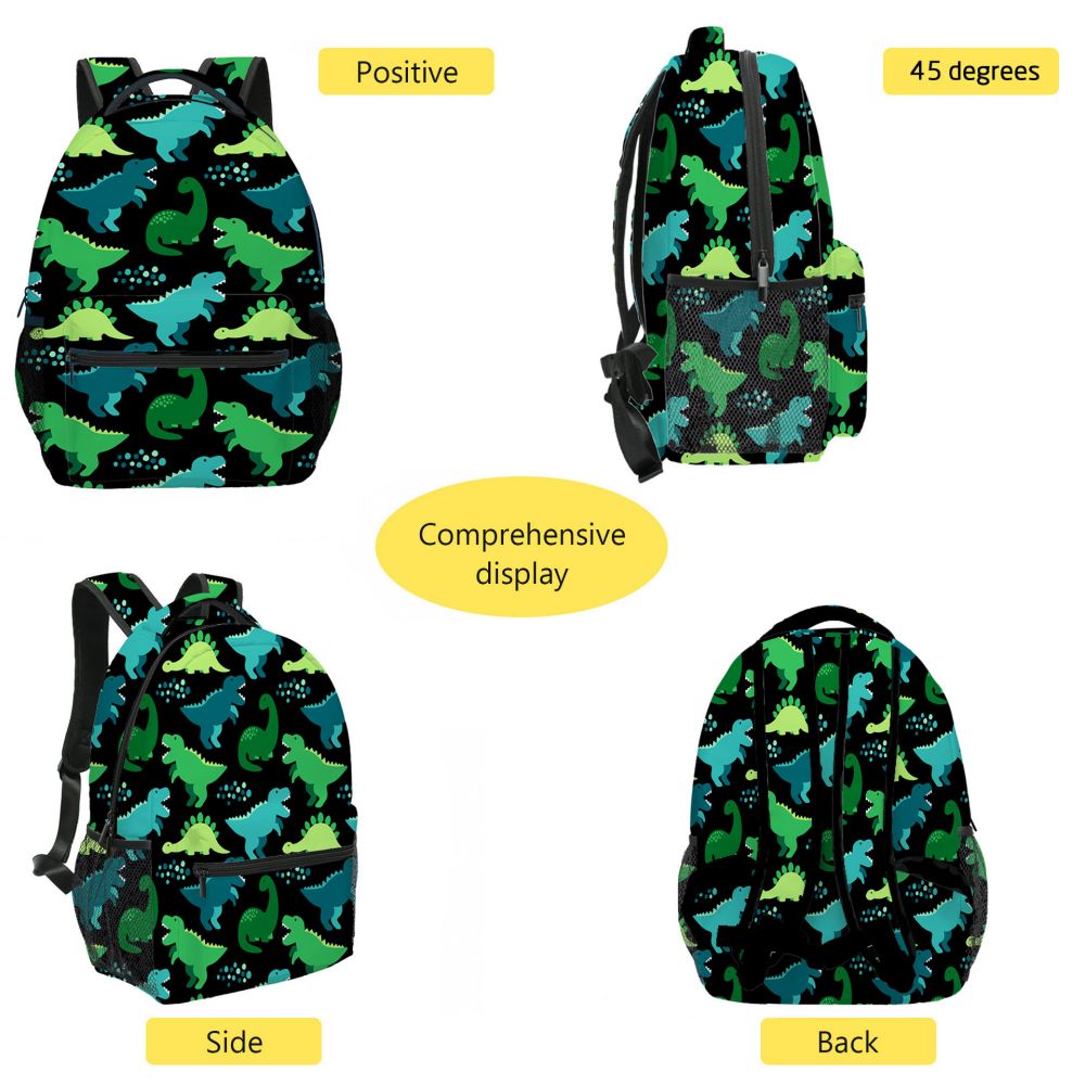 MadeMine dinosaur kids backpack featuring colorful dinosaur illustrations, lightweight school bag for boys and girls.