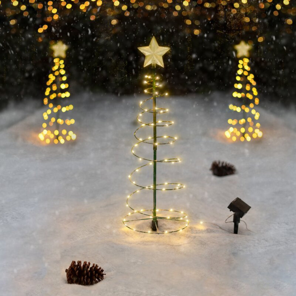 Luz solar navideña con forma de estrella LED para exteriores, iluminación navideña decorativa para exteriores