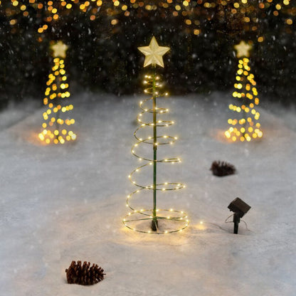 Luz solar navideña con forma de estrella LED para exteriores, iluminación navideña decorativa para exteriores
