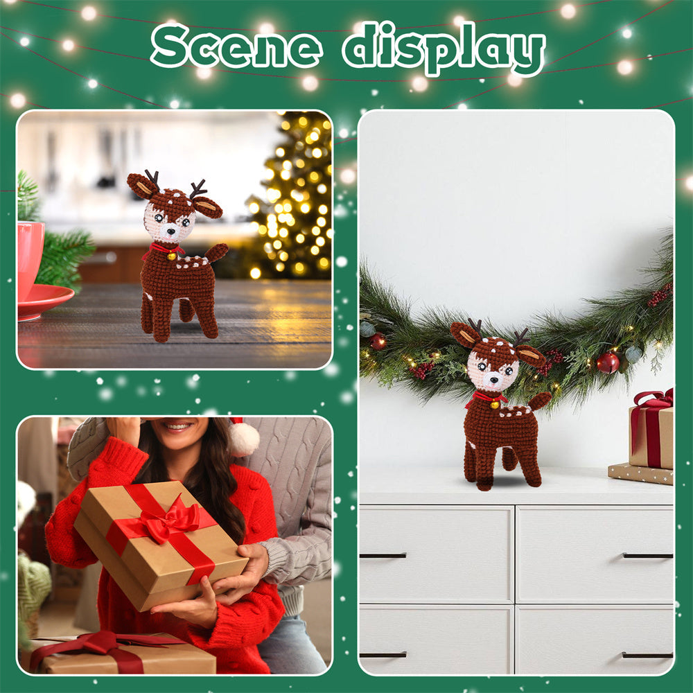 Kit de crochet de ciervo navideño para principiantes con videotutoriales paso a paso. Regalos para adultos y niños.