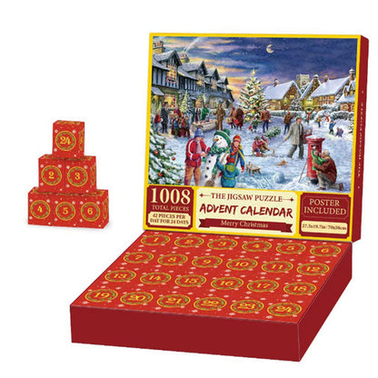 Advent Calendar Christmas Jigsaw Puzzle - 24 Boxes Christmas Countdown Puzzle Toy Gift for Kid Adult