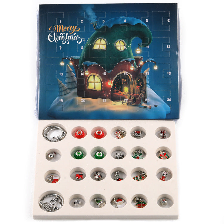 Christmas Charm Surprise Blind Box Charm Bracelet 24 Calendar Countdown Gift Box Bracelet DIY Charms