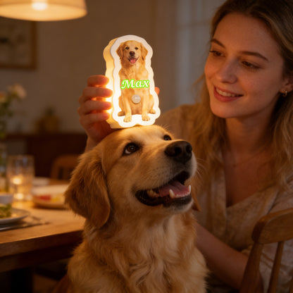 Personalized pet motion sensor wall lamp with custom cat and dog photo night light for pet lovers, made by MadeMine.