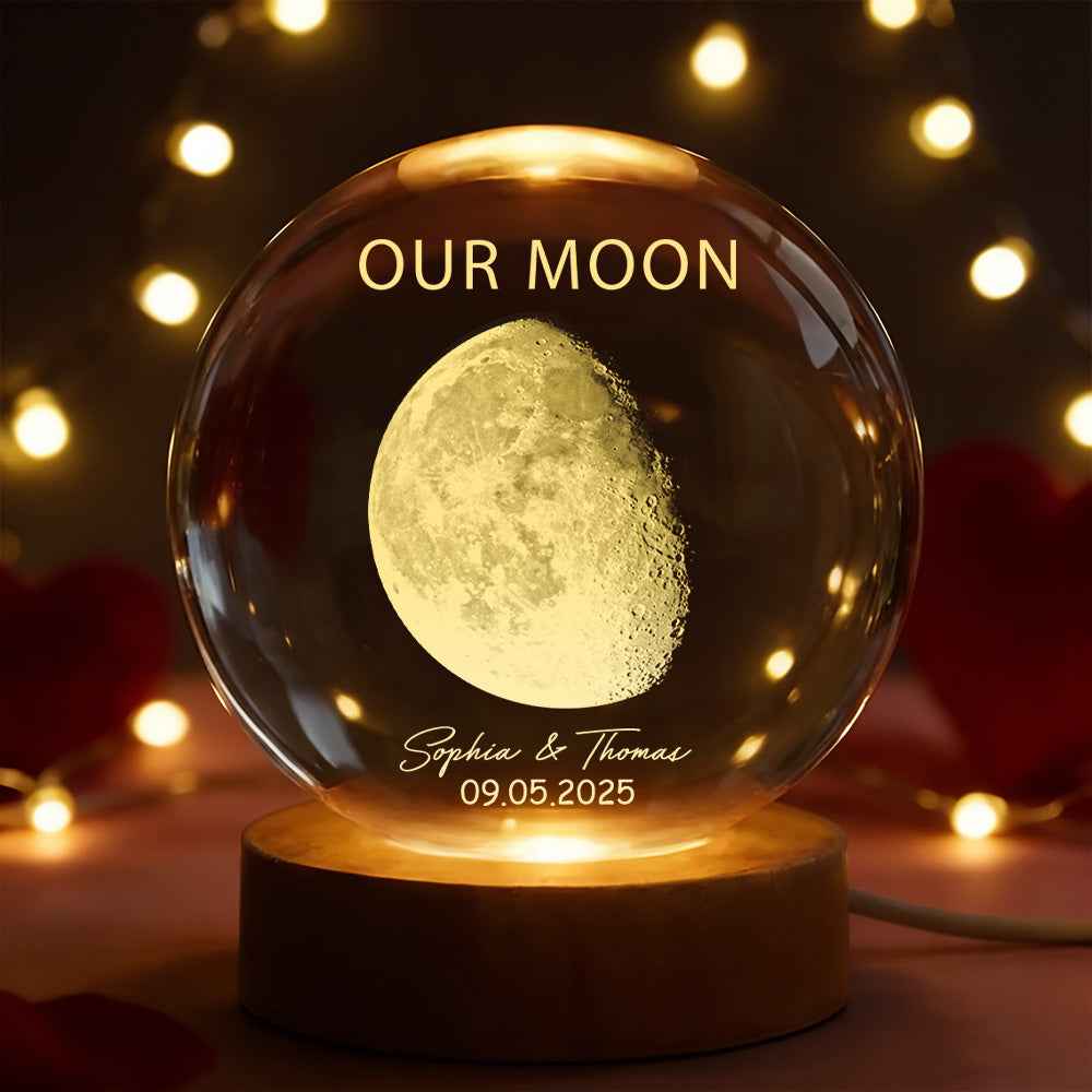 Personalized Our Moon Special Day Crystal Ball LED