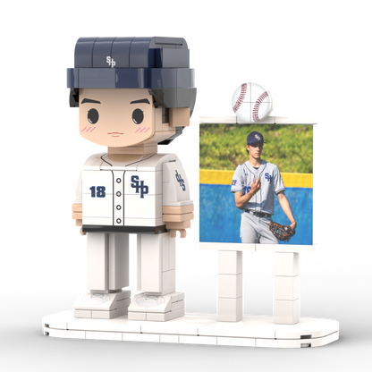 Full Body Customized 1 Person Brick Figures with Photo Baseball Theme Gift Birthday Gift Valentines Gift Father's Day Gift for Ballplayer