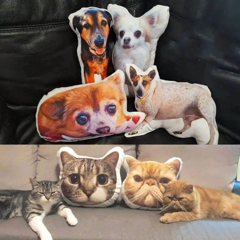 Custom photo shaped pillow with voice recording by MadeMine, personalized sound gift, featuring a printed photo on a soft pillow.