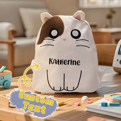 Personalized Name Embroidery Backpack Custom Cat Backpack School Bags Gift for Kids