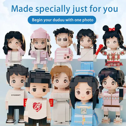Custom Full-Body Duddu Brick Figures – 2 People (Pregnancy Edition)