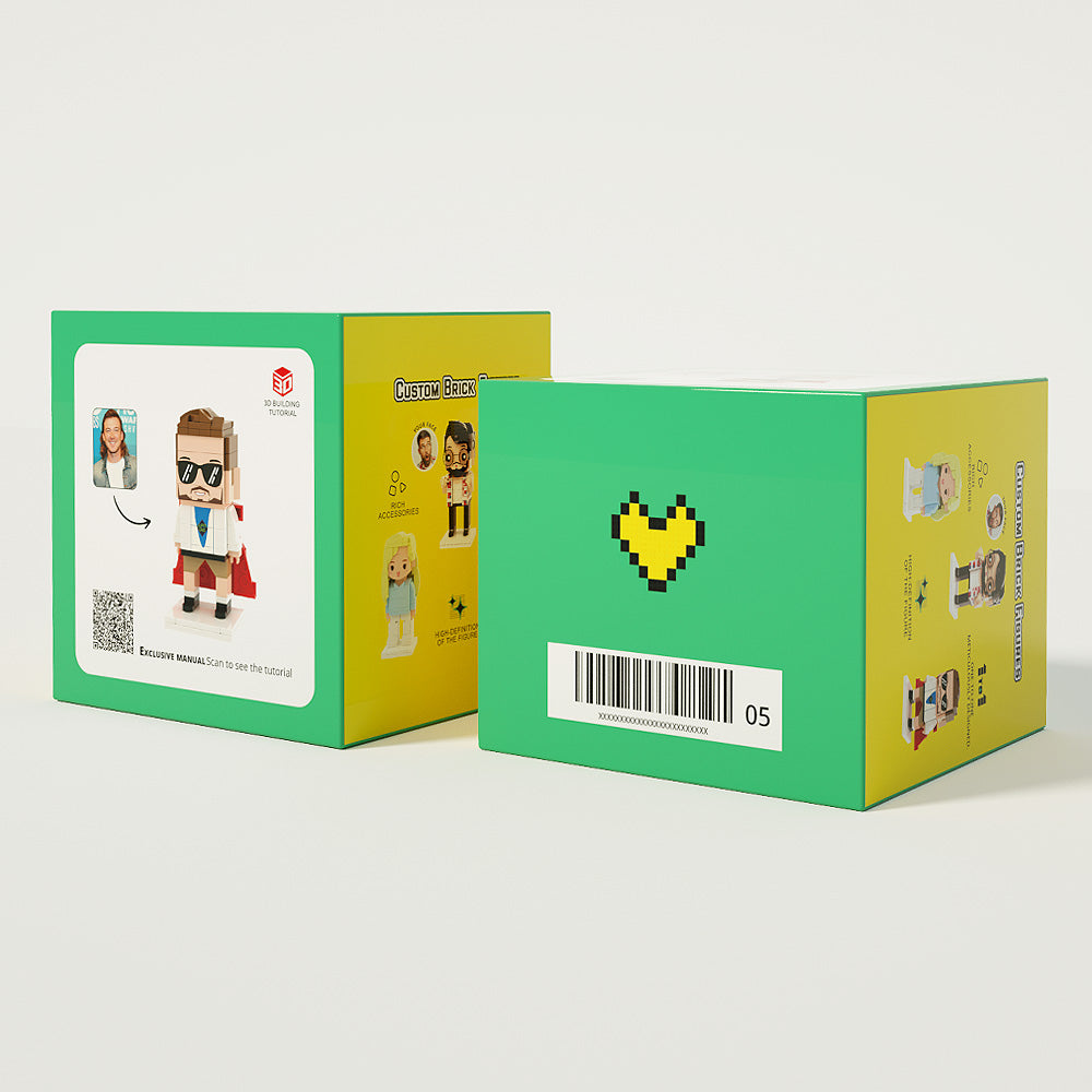 Full Body Customizable 1 Person Custom Cute Brick Figures with Heart Small Particle Block Toy