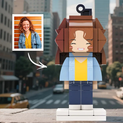 Custom Mini Brick Figure Keychain – 1 Person with Engraved Text