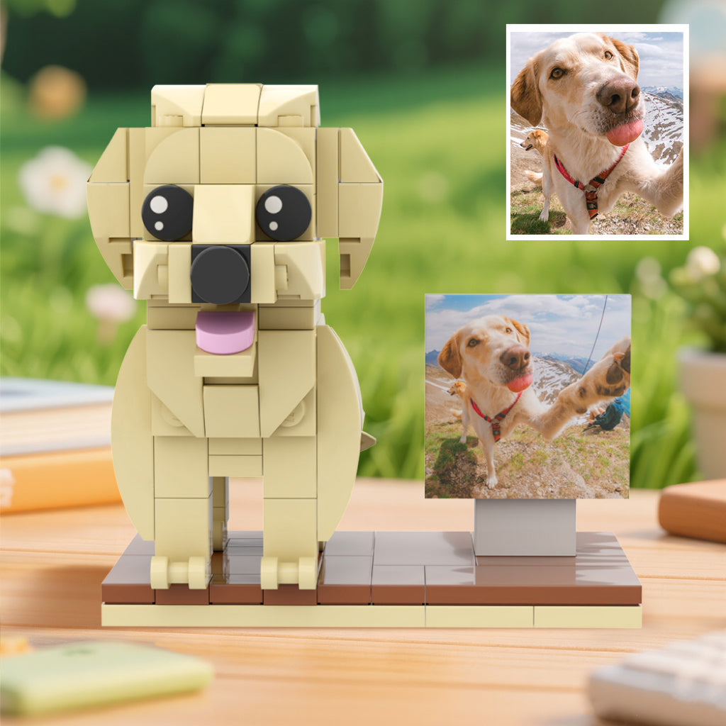 Custom Full-Body Brick Figure – 1 Dog with Photo Frame