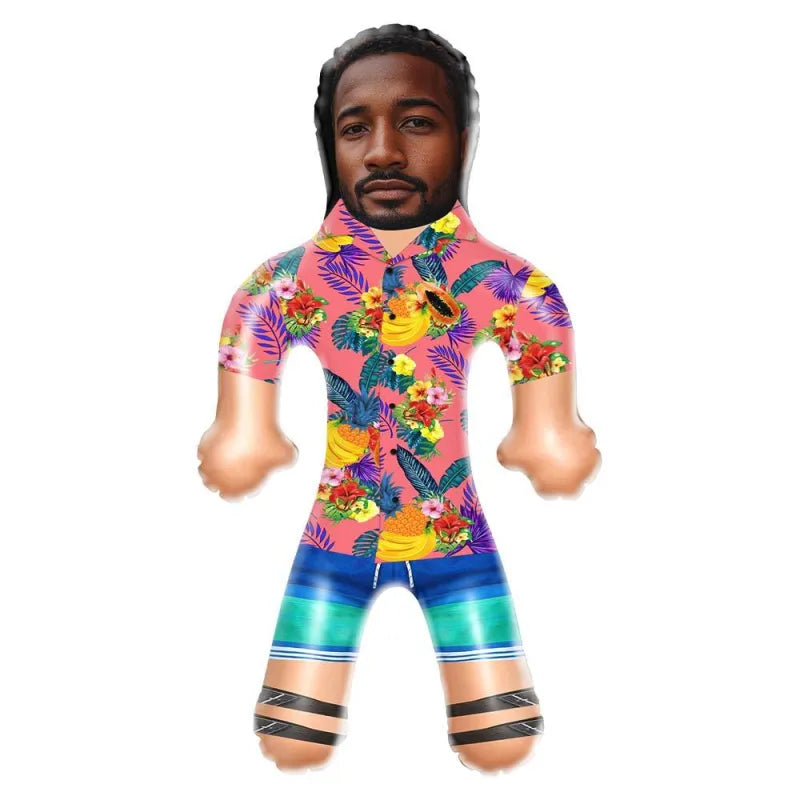 Personalized Blow Up Dolls Hawaiian Shirt Flowers and Fruits Funny Inflatable Man Printed Face for Party Favors 6