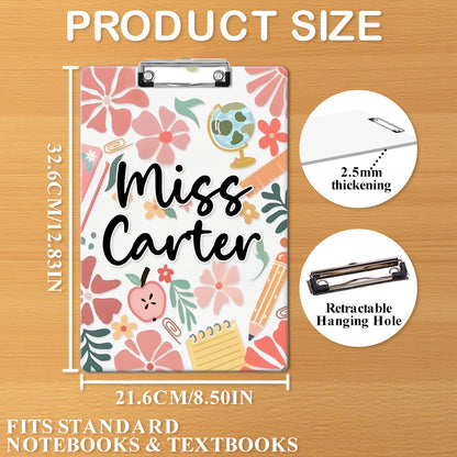 Custom Text Name Folder with Floral Stationery Design – Teacher's Day & Back to School Gift