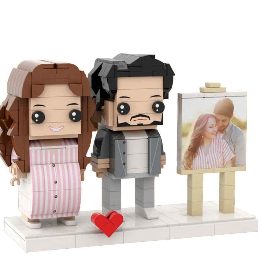 Custom Full-Body Brick Figures – 2 People (Pregnancy Edition)