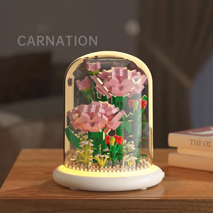 Kapok Flower Bouquets DIY Flower Building Set Perfect Birthday Gift with Dust Cover Valentines Gift