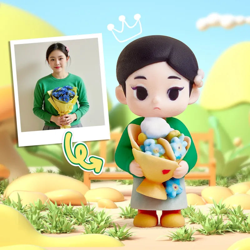 Custom 3D mini figure from your photo, personalized toy gift by MadeMine, featuring a small 1-person figurine with detailed facial features.