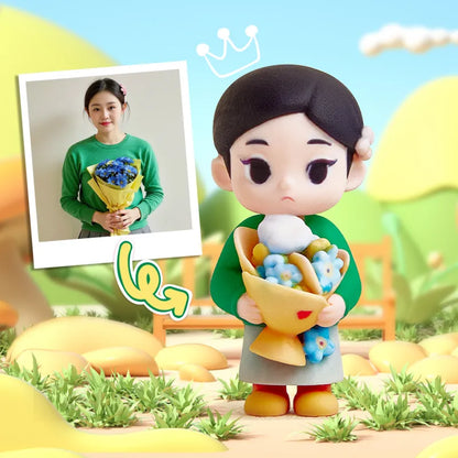 Custom 3D mini figure from your photo, personalized toy gift by MadeMine, featuring a small 1-person figurine with detailed facial features.