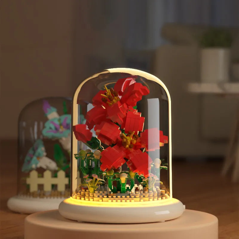Kapok Flower Bouquets DIY Flower Building Set Perfect Birthday Gift with Dust Cover Valentines Gift