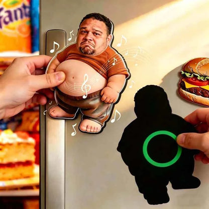 Personalized Squishy Photo&Music Fridge Magnet – Custom Photo Character Squeeze Belly Magnet with Built-in Sound, Funny Gift for Family & Co