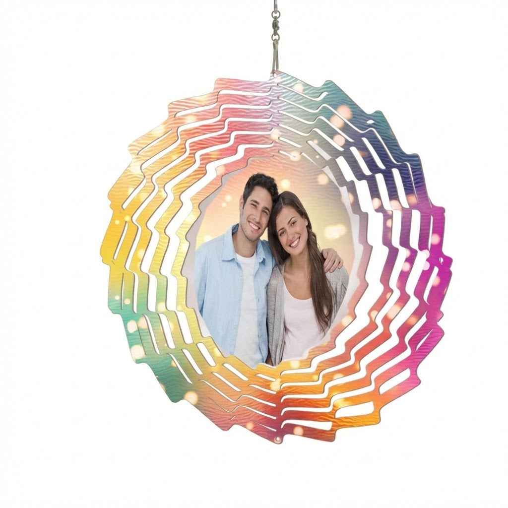 Custom Photo Wind Spinner Chime Garden Decoration Couple