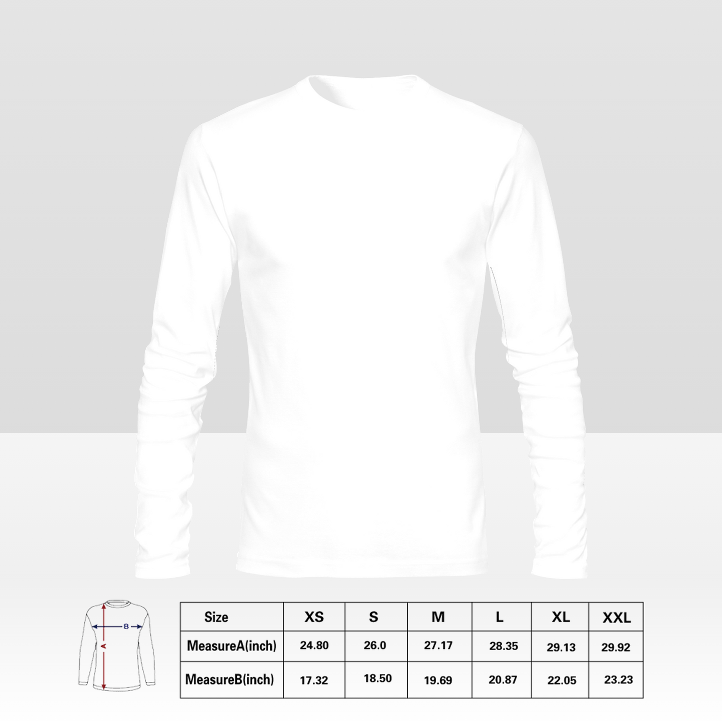Aangepast dubbelzijdig heren T-shirt met lange mouwen, gepersonaliseerd all-over print T-shirt met uw ontwerp