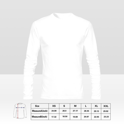 Aangepast dubbelzijdig heren T-shirt met lange mouwen, gepersonaliseerd all-over print T-shirt met uw ontwerp