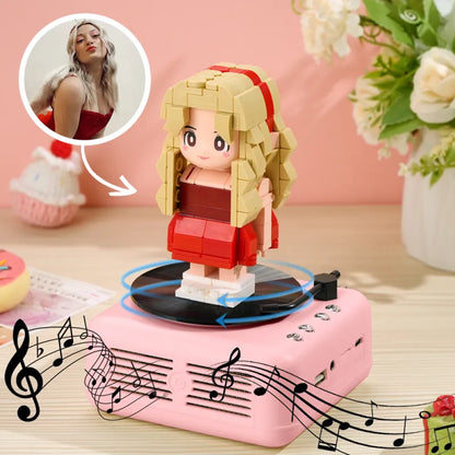 Custom Full-Body Brick Figure – 1 Person with Bluetooth Speaker Base