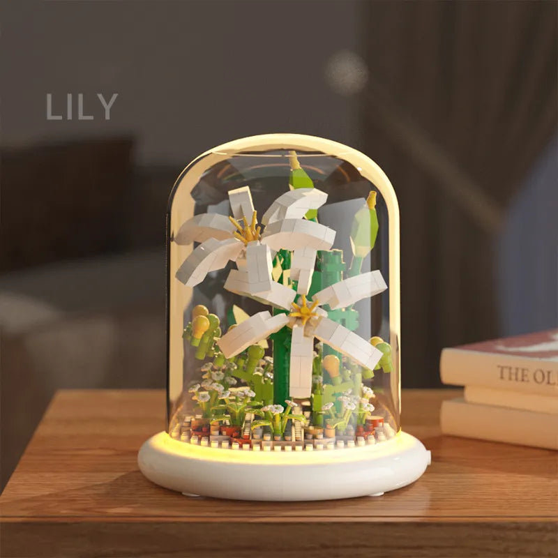 Lily Bouquets DIY Flower Building Set Perfect Birthday Gift with Dust Cover Valentines Gift