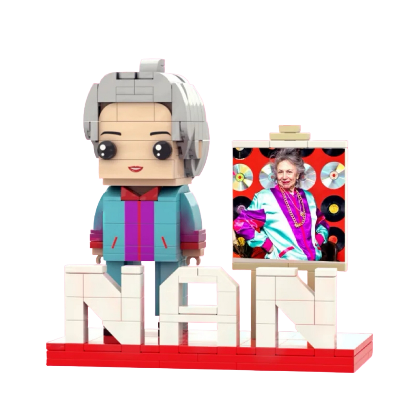Custom Full-Body Brick Figures – 1 Person with Photo – Mother’s Day Gift for Grandma