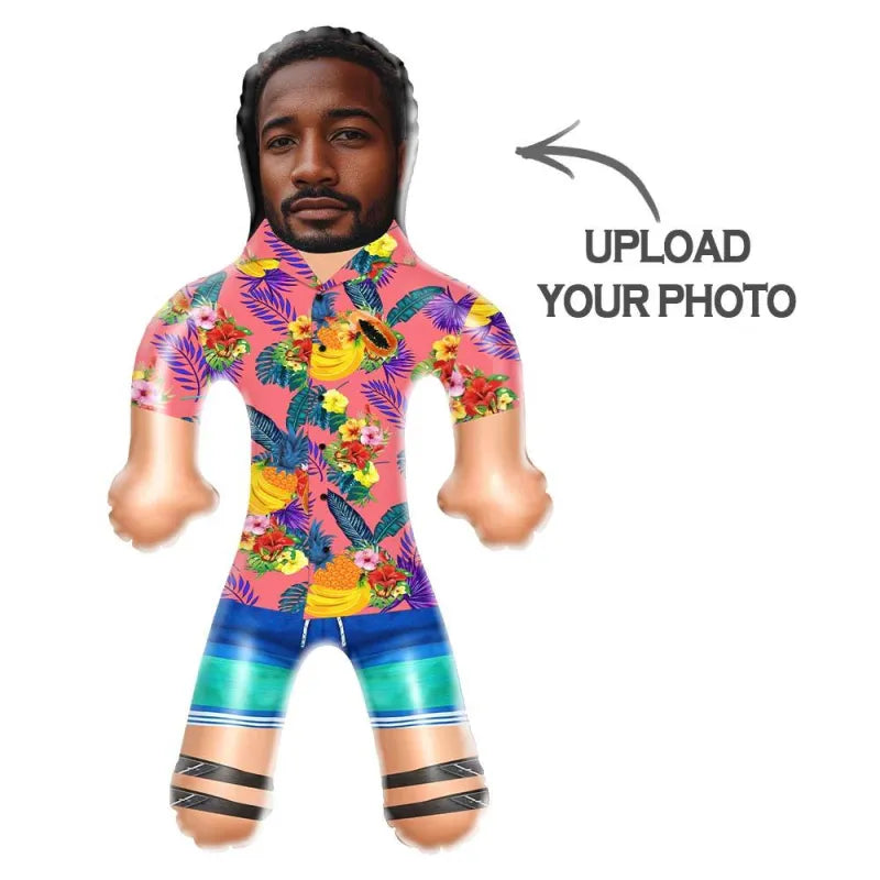 Personalized Blow Up Dolls Hawaiian Shirt Flowers and Fruits Funny Inflatable Man Printed Face for Party Favors 2