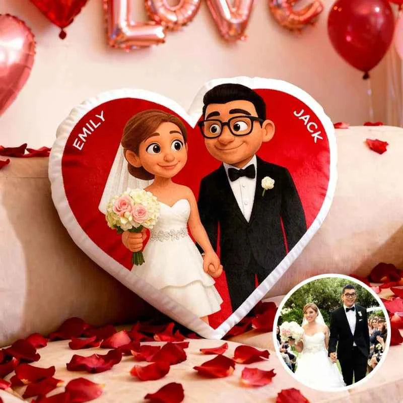 Custom Photo Heart-shaped Pillow Personalized Pillow Valentines Gift Wedding Gift for Couple