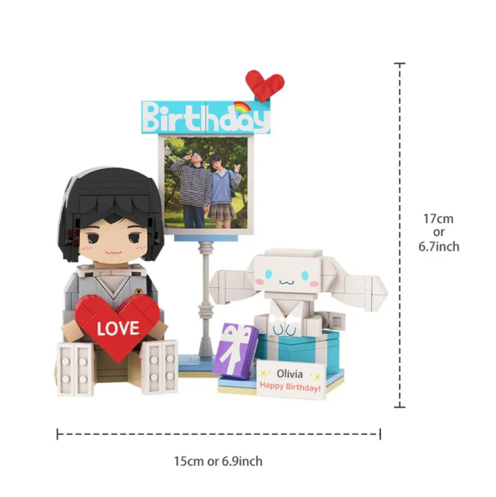Full-body Custom 1 Person Brick Figures with Photo 