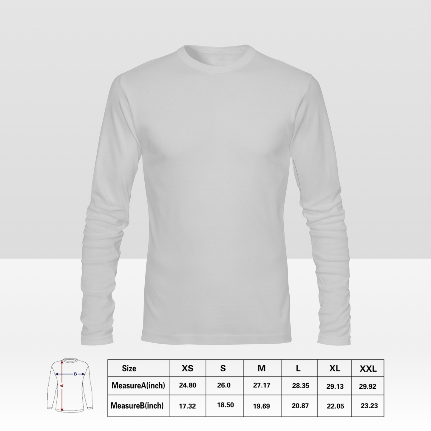 Aangepast dubbelzijdig heren T-shirt met lange mouwen, gepersonaliseerd all-over print T-shirt met uw ontwerp