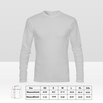Aangepast dubbelzijdig heren T-shirt met lange mouwen, gepersonaliseerd all-over print T-shirt met uw ontwerp