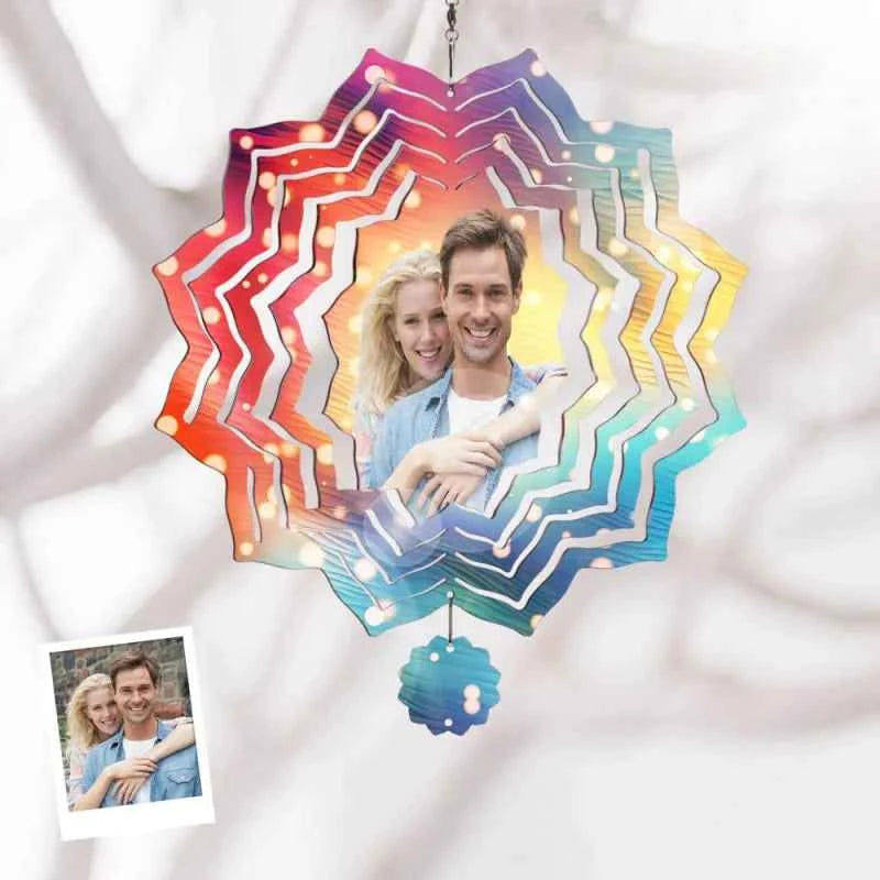 Custom Photo Snowflake Wind Spinner Chime Garden Decoration