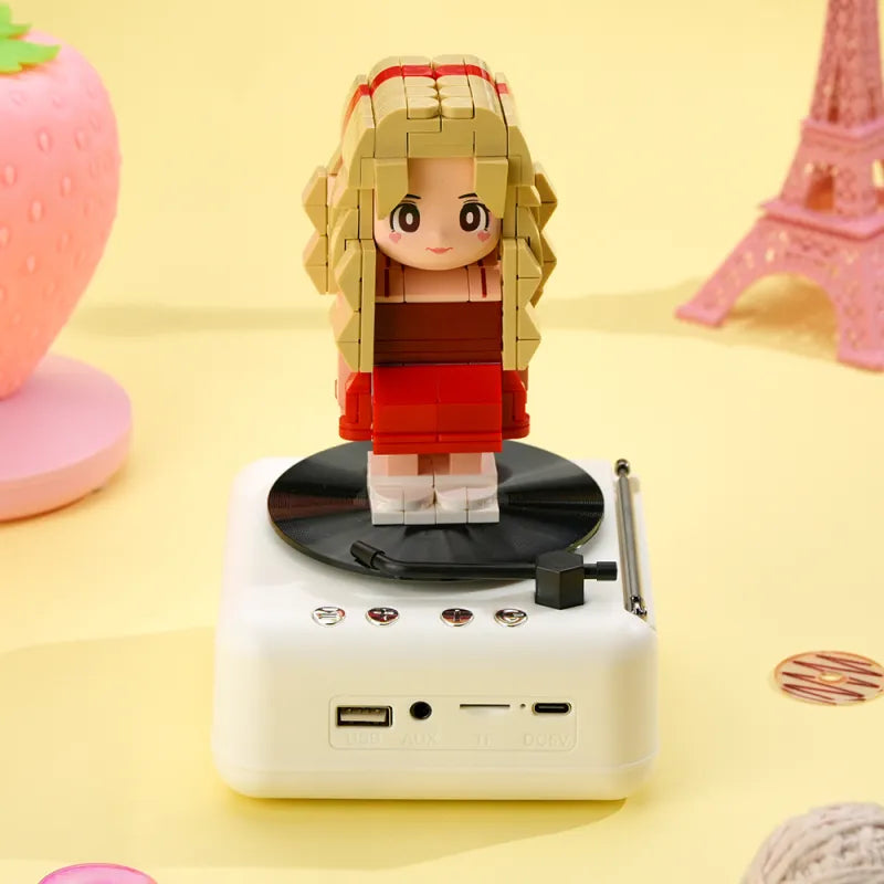 Custom Full-Body Brick Figure – 1 Person with Bluetooth Speaker Base