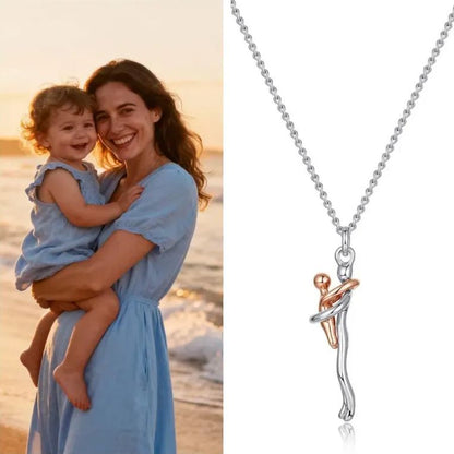 Mother & Child Hug Necklace - Personalized Gift for Mom - Mini Brick Custom
