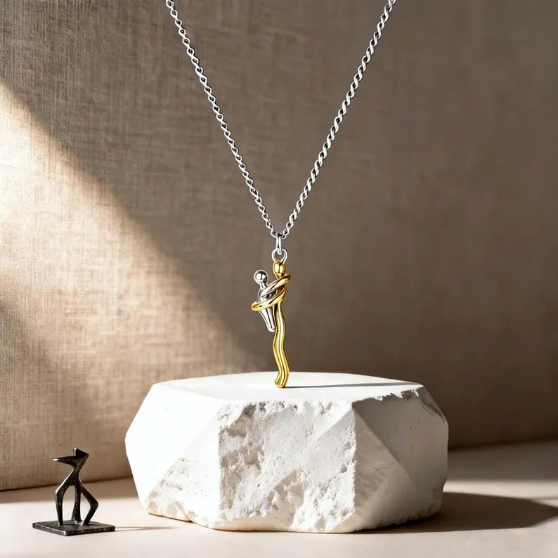 Mother & Child Hug Necklace - Personalized Gift for Mom - Mini Brick Custom