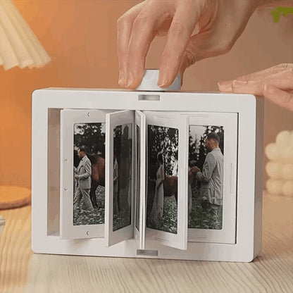 Personalized Rotating Photo Frame Carousel Custom Photo Desktop Photo Reel Flip & Spin Photo Box