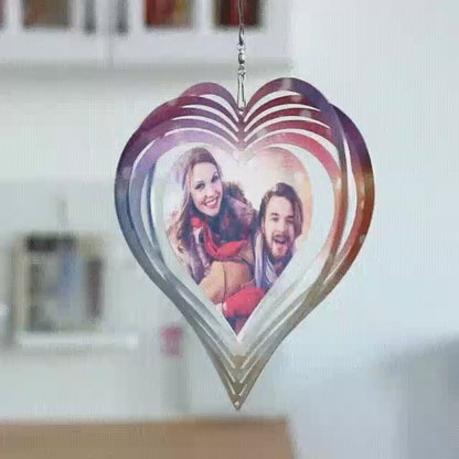 Carillón de viento con forma de corazón con foto personalizada para decoración de jardín