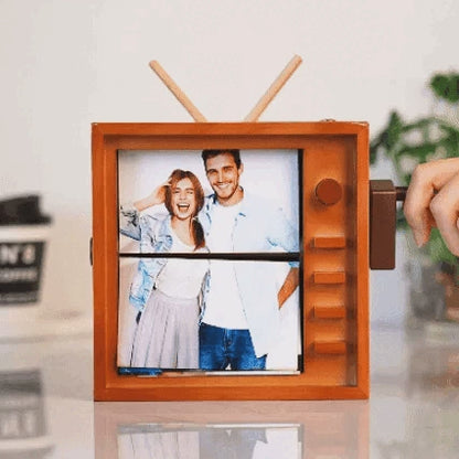 Large Custom Photo Flipbook Frame (16×16 cm) — Hand-Cranked Animation with Light